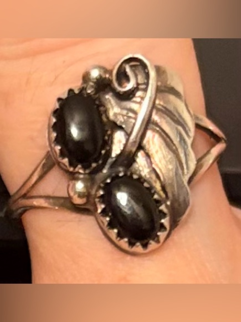 BB Sterling silver and black onyx ring size 7